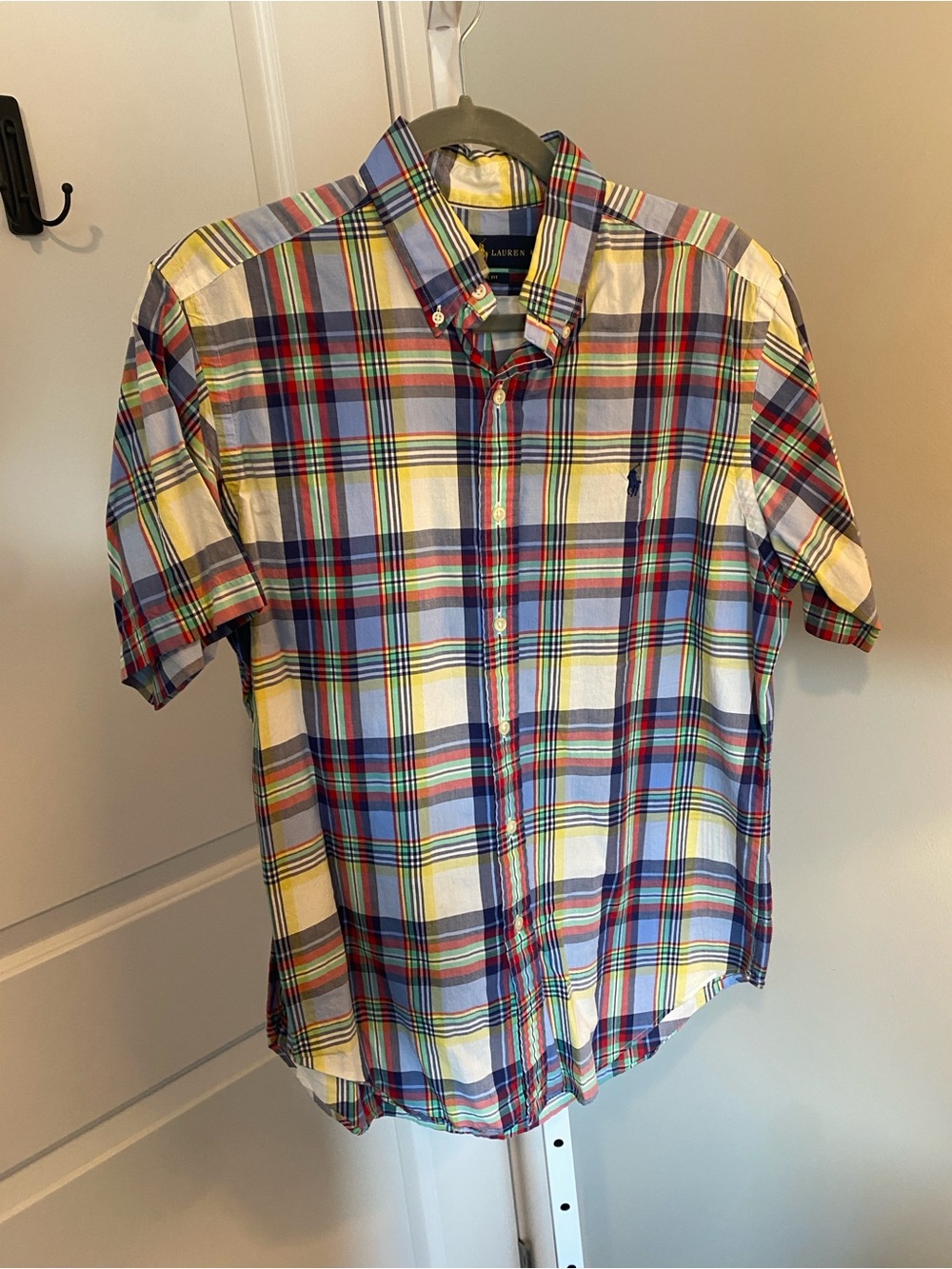 Ralph Lauren Short-Sleeve Plaid Button-Down Shirt - M